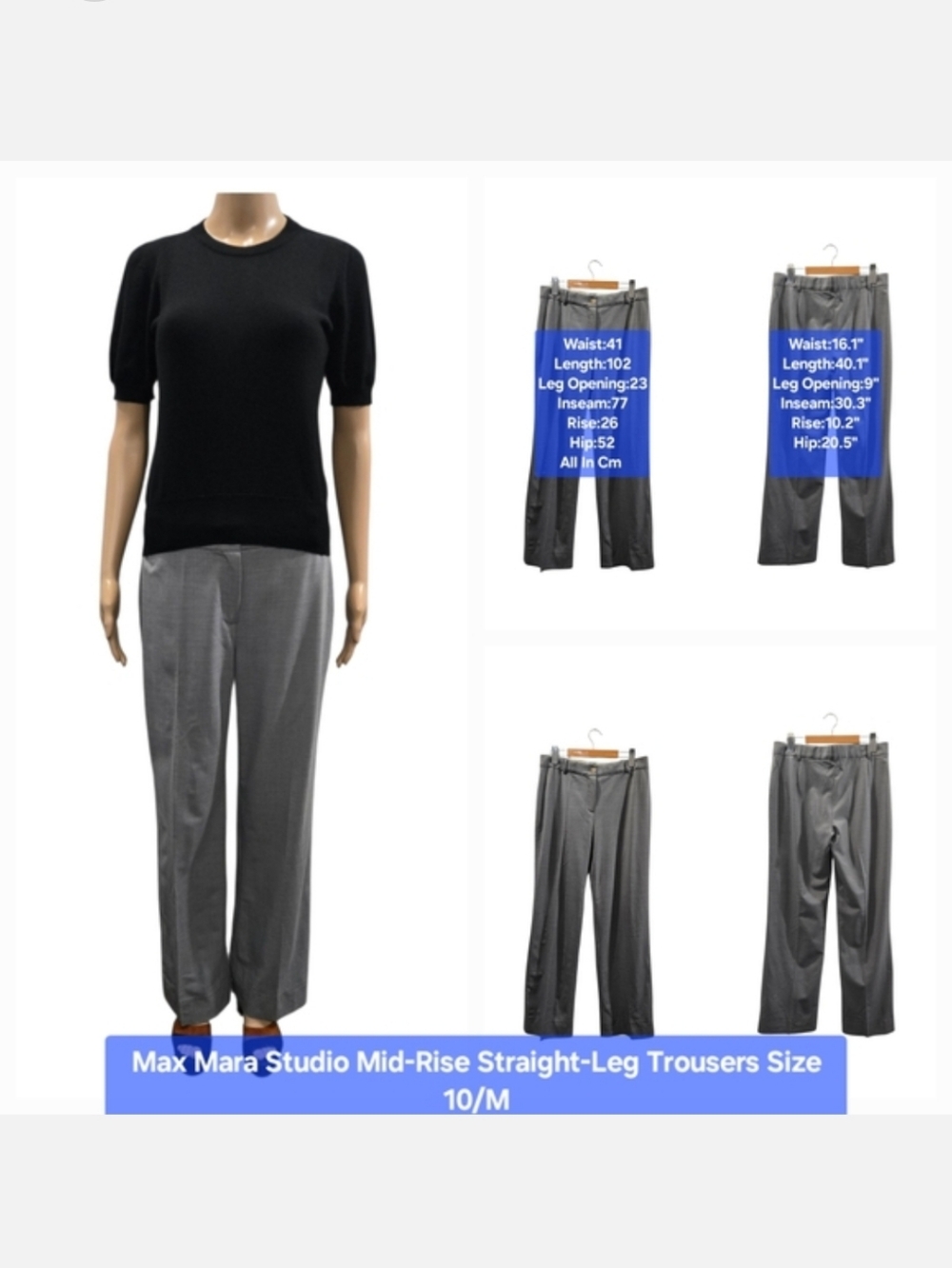 Max Mara Studio Mid-Rise Straight-Leg Pants Size 10